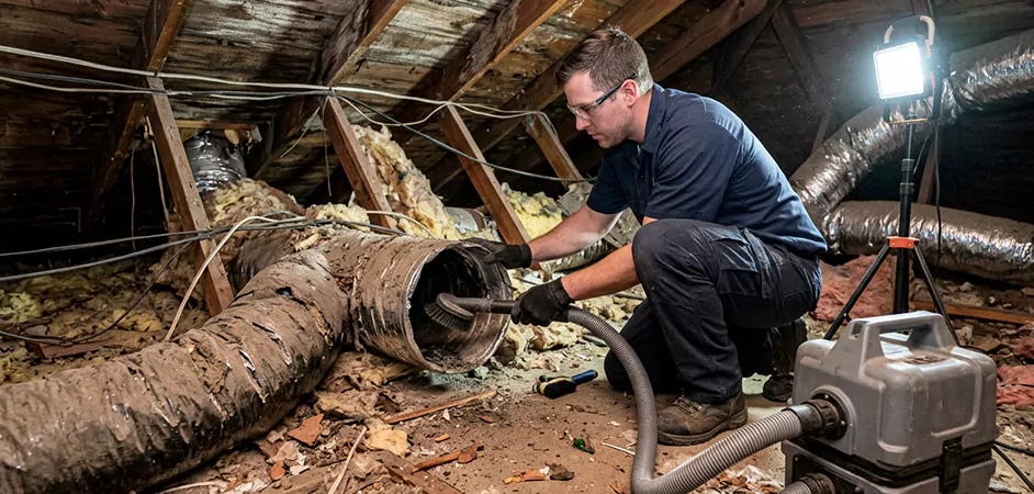 Storm-Damaged Attic Duct Cleaning in Aberdeen