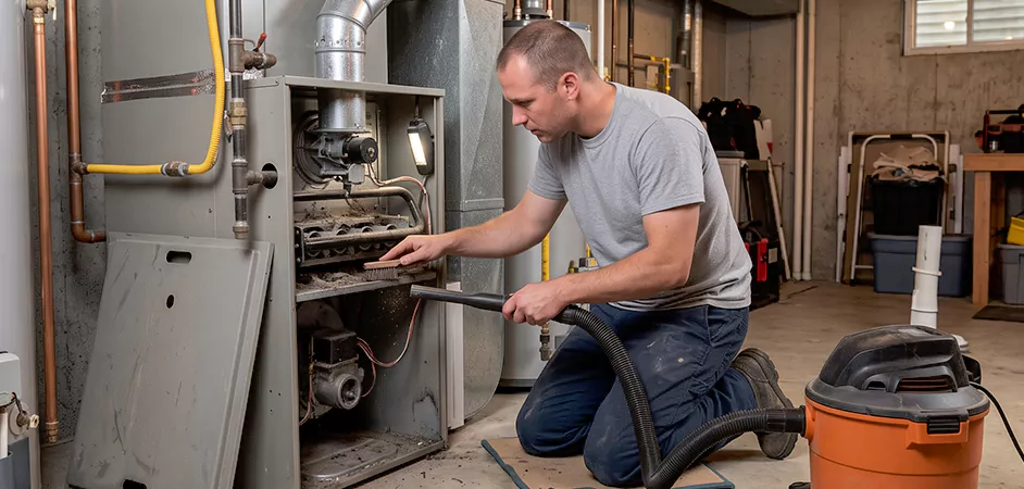 Burner and Heater Compartment Lint Removal in Aberdeen